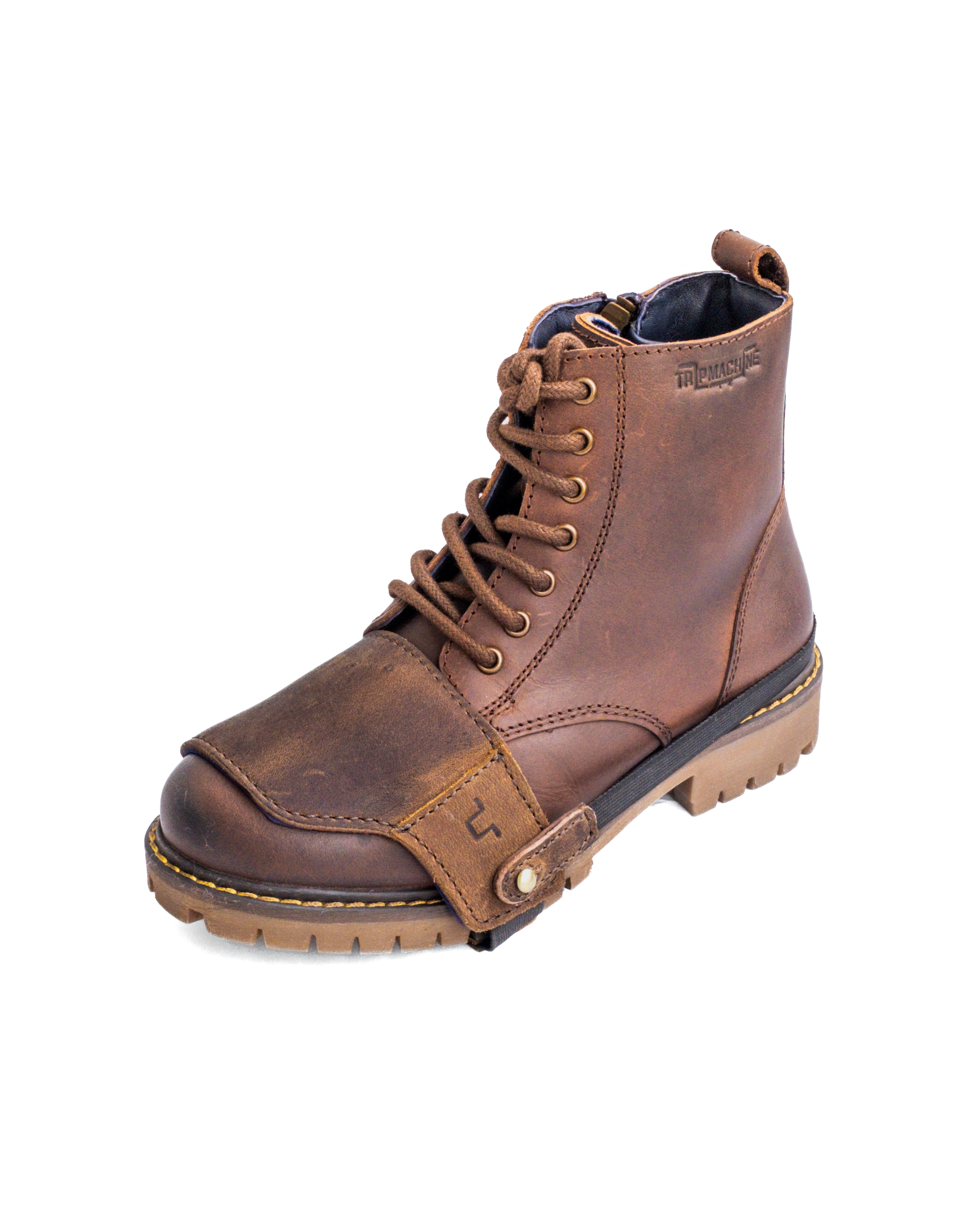 Brown leather boot on a white background