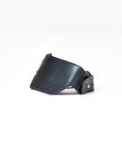 Black leather shoe protector on a white background