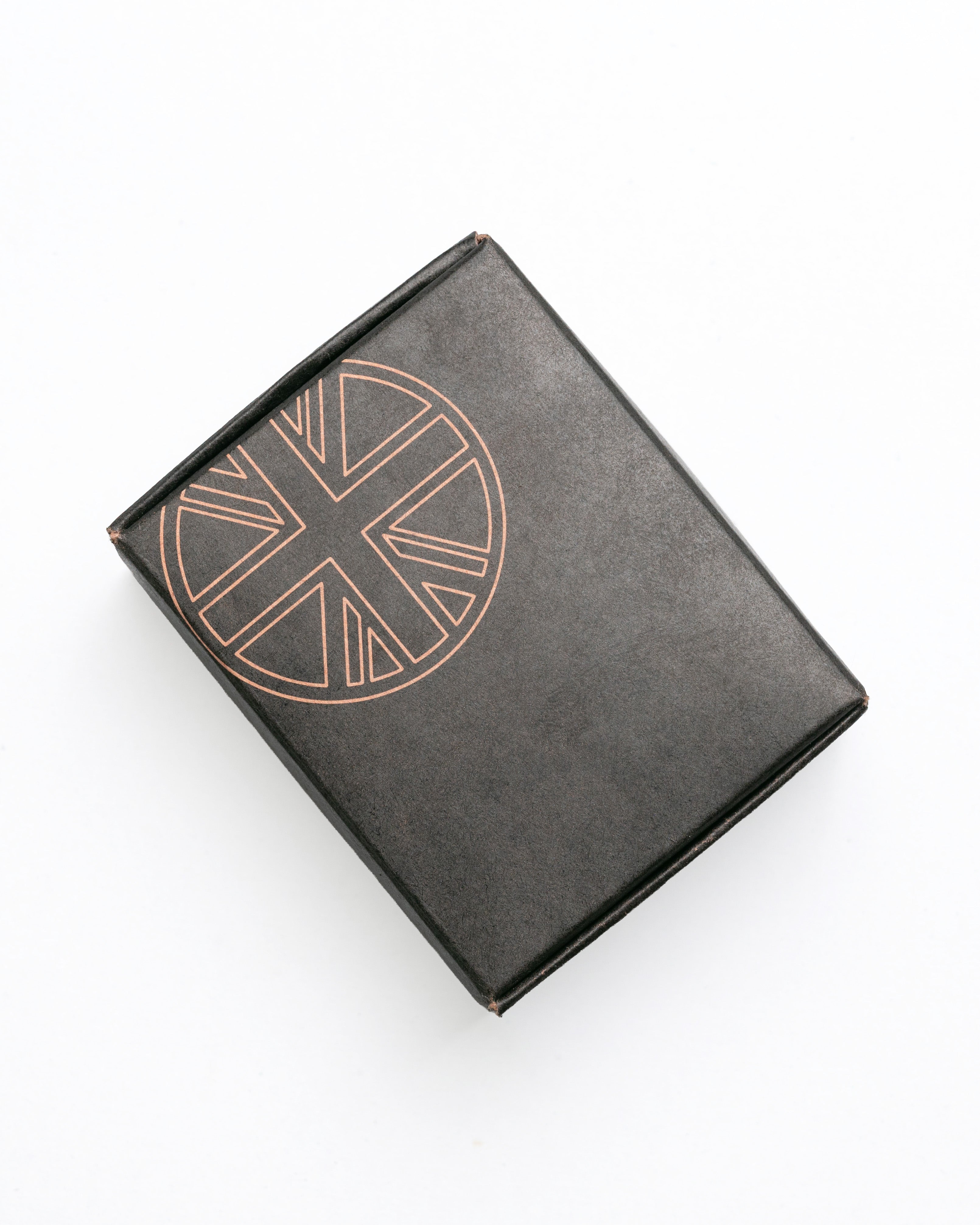Black leather wallet with Union Jack design on a white background