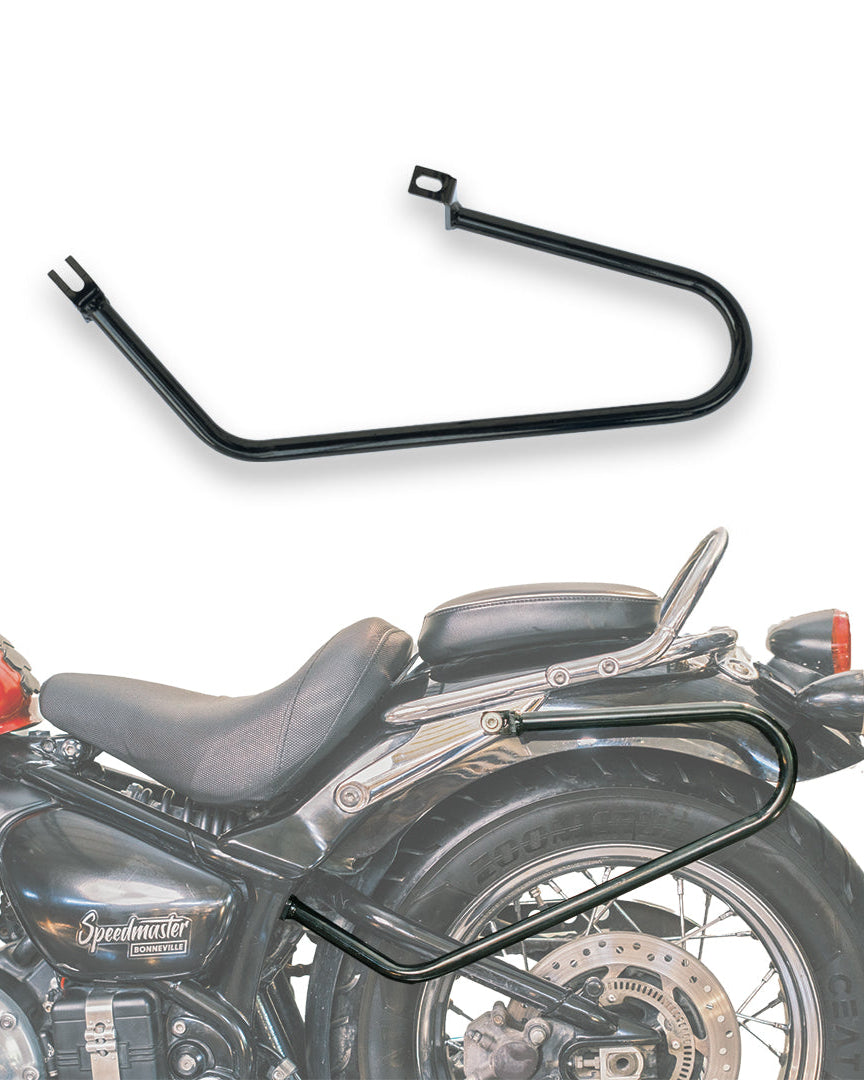 Motorcycle with a black luggage rack on a white background